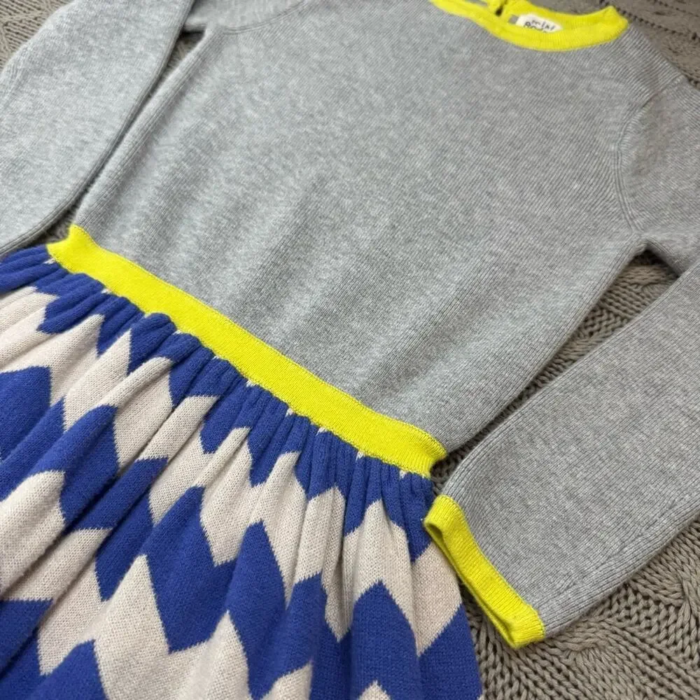 Mini Boden Stylish Gray and Blue Chevron Kids Dress ~ 2/3
